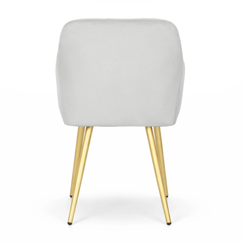 Set di 6 Sedie imbottite con cuciture quadrate LUXANO Grigio gambe oro