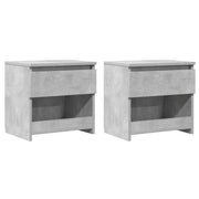 Set di 2 Comodini | Armadio da Notte | Mobiletto da notte Grigio Cemento 40x30x39 cm in Legno Multistrato