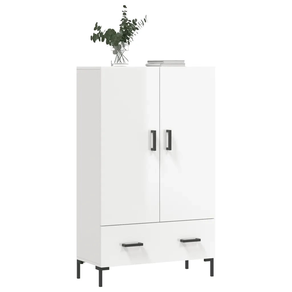 Credenza Bianco Lucido 69,5x31x115 cm in Legno Multistrato