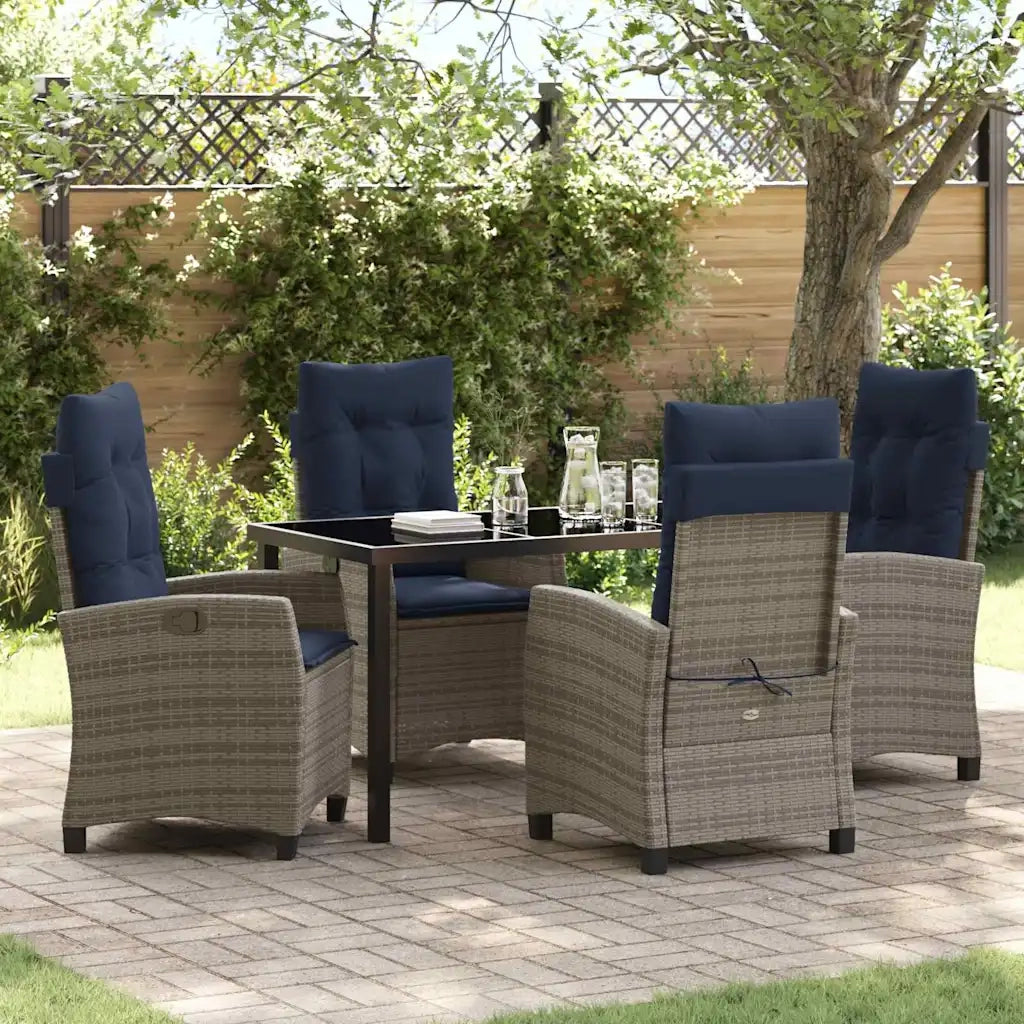 Set da Pranzo per Giardino con cuscino 5 pcs Grigio polyrattan 3380465