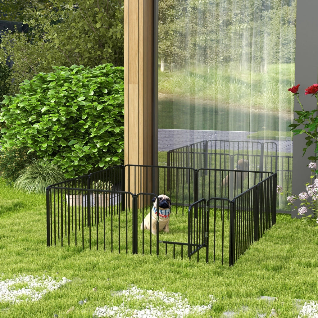 Recinto per Cani Modulabile 8 Pannelli ¨C zephmum ¨C Acciaio Nero 164x164x60 cm