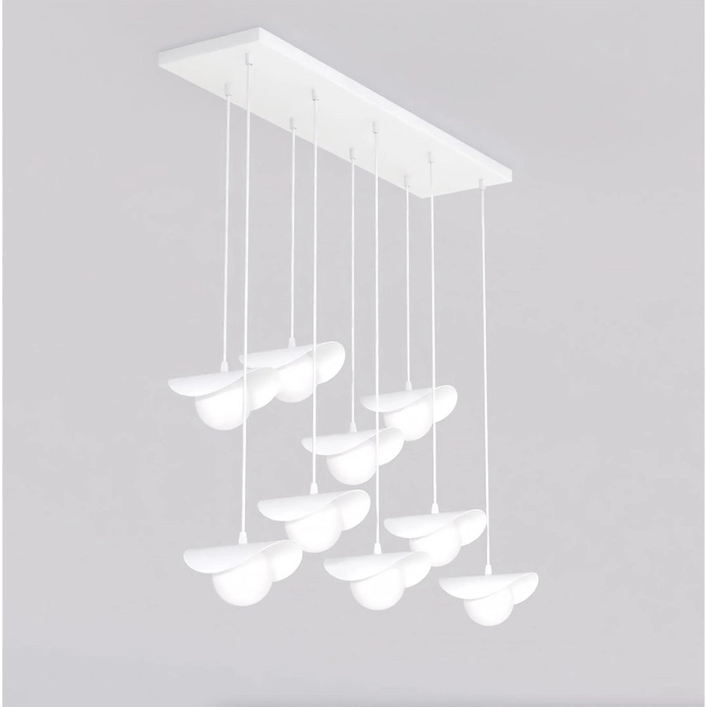 Lampada a sospensione Ritual 9 in acciaio bianco