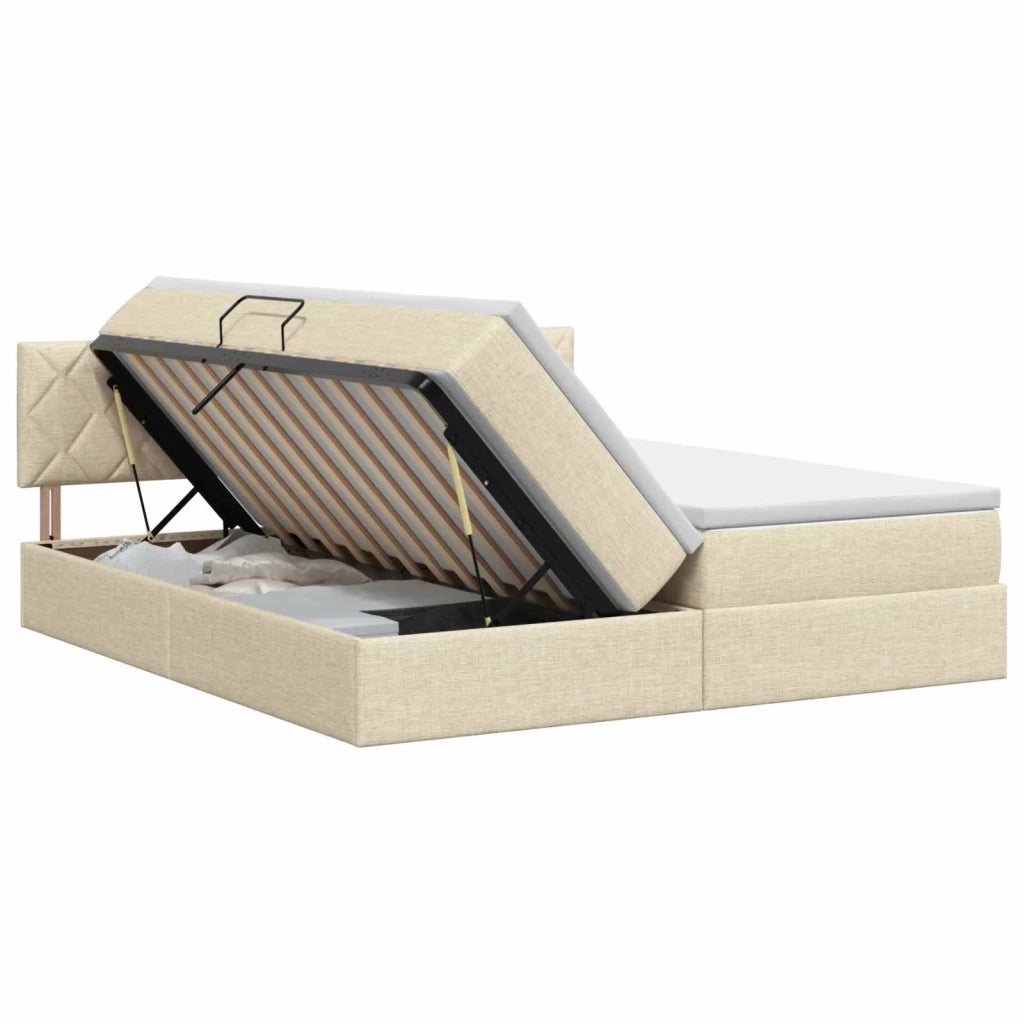 Letto con Contenitore con testiera 2 pz Crema Pelle Sintetica 3458923