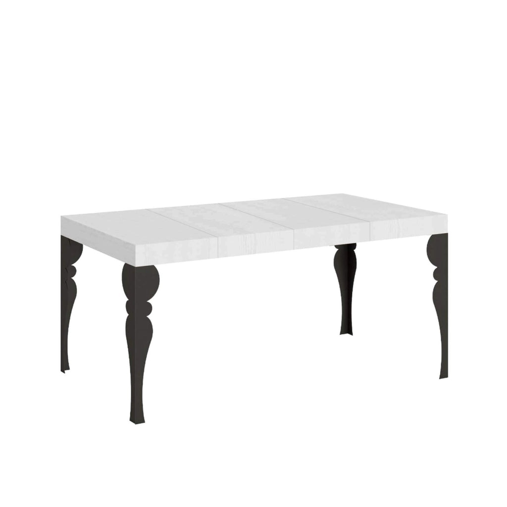 Tavolo allungabile 120/380x90 cm Paxon Premium bianco frassino gambe antracite