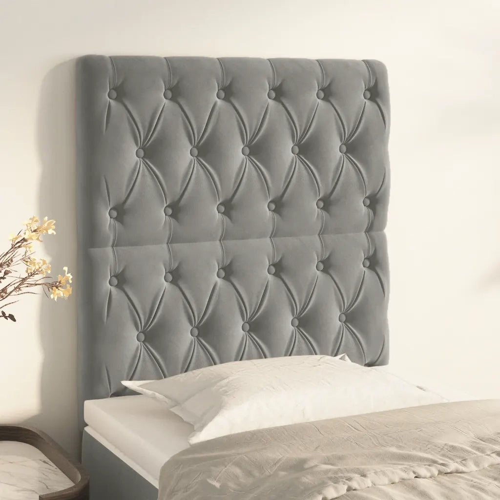 Testiera-Testata Decorativa Grigio Chiaro 80x7x118/128 cm Velluto