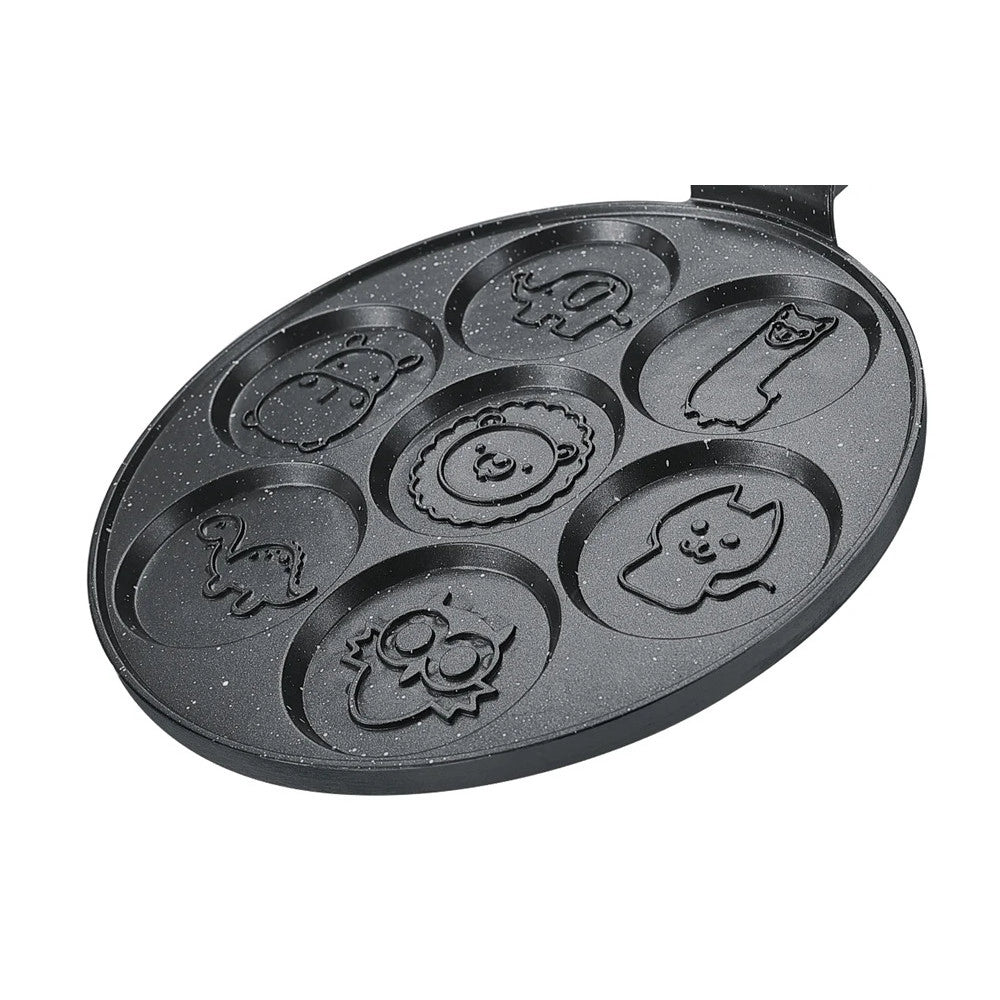 Trade Shop - Padella Antiaderente Per Pancake Uova Cialde Con 7 Stampi Forme Animali Rotonde 624391 -