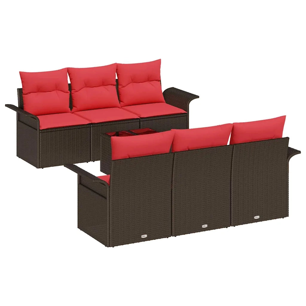Set Divano da Giardino con cuscino 7 pcs Beige Rosso