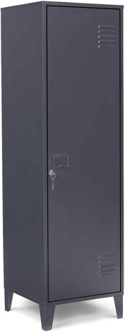 Armadietto ESTER con porta in metallo grigio scuro, design industriale