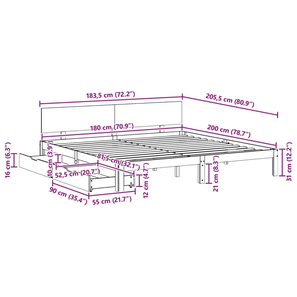 Struttura del letto con testiera Marrone cerato 180 x 200 cm 3422781