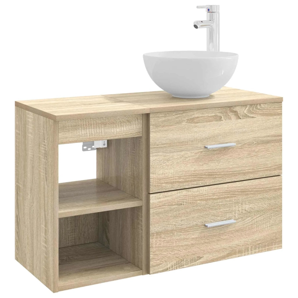 Set di mobili per il bagno 2 pz Rovere Sonoma 3403866