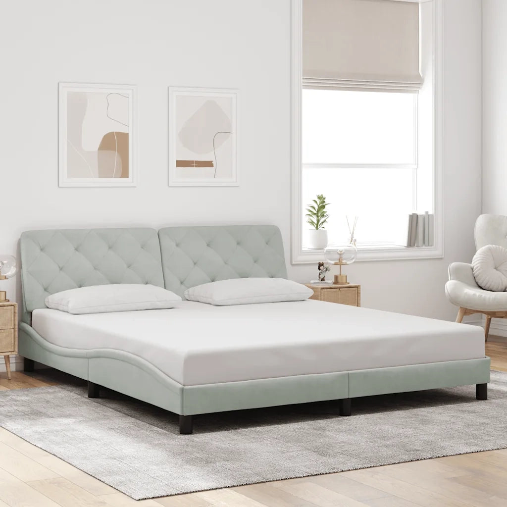 Giroletto senza Materasso Grigio Chiaro 180x200 cm Velluto 3207935