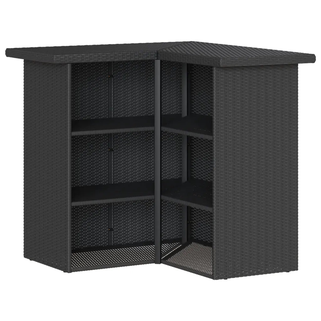 Set Bar da Giardino 3 pz con Cuscini in Polyrattan Nero 3261502