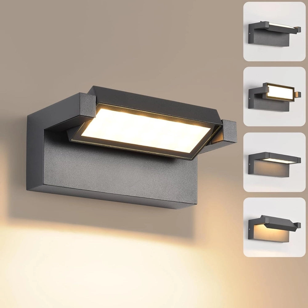 Trade Shop - Applique Parete Inclinabile Esterno 21w Tecnologia Cct 3 Tonalità Di Luce Ip65 472-3c - Grigio