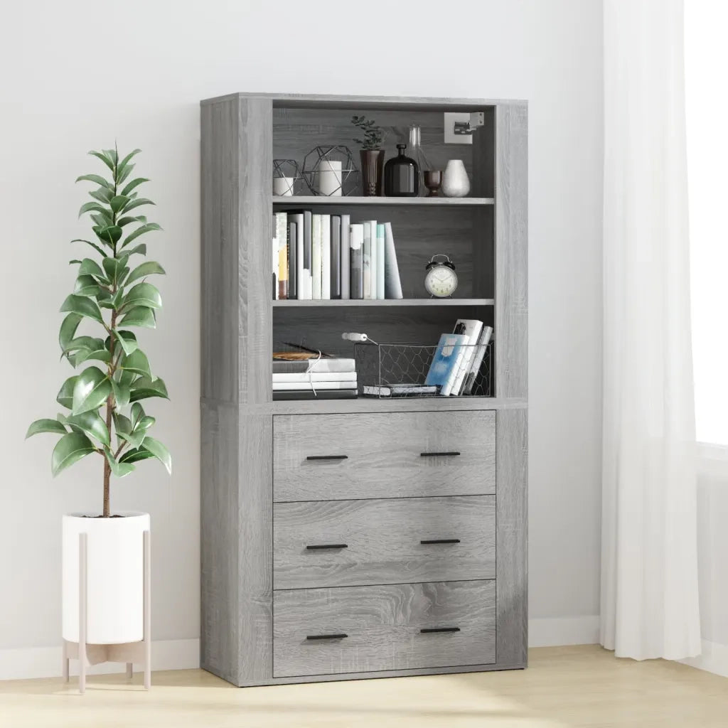 Credenza-Buffet-Armadio da cucina Grigio Sonoma in Legno Multistrato 900610