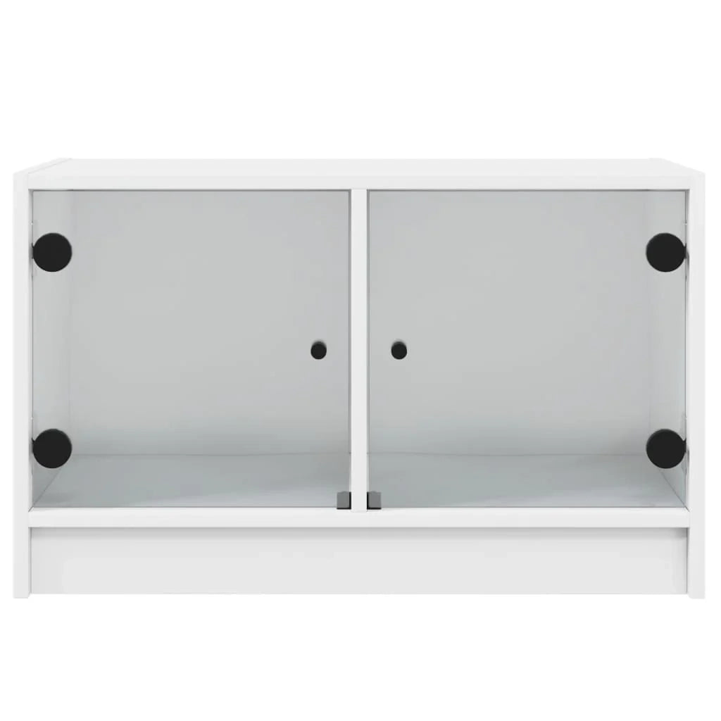 Mobile TV multimediale scaffale TV credenza mobile TV per sala da pranzo soggiorno camera da letto con ante in vetro 68 x 37 x 42 cm bianco 02_0026911