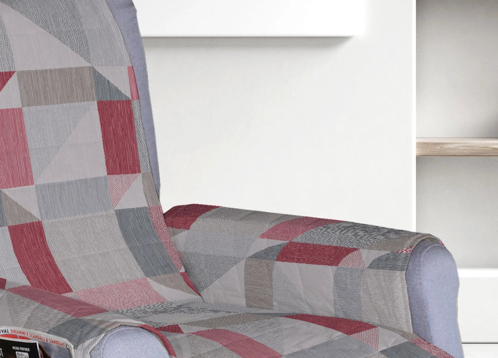 Copripoltrona Reclinabile Trapuntata Atene Poltrona Relax Astratta Linea Pensieri Delicati - Poltrona - Rosso