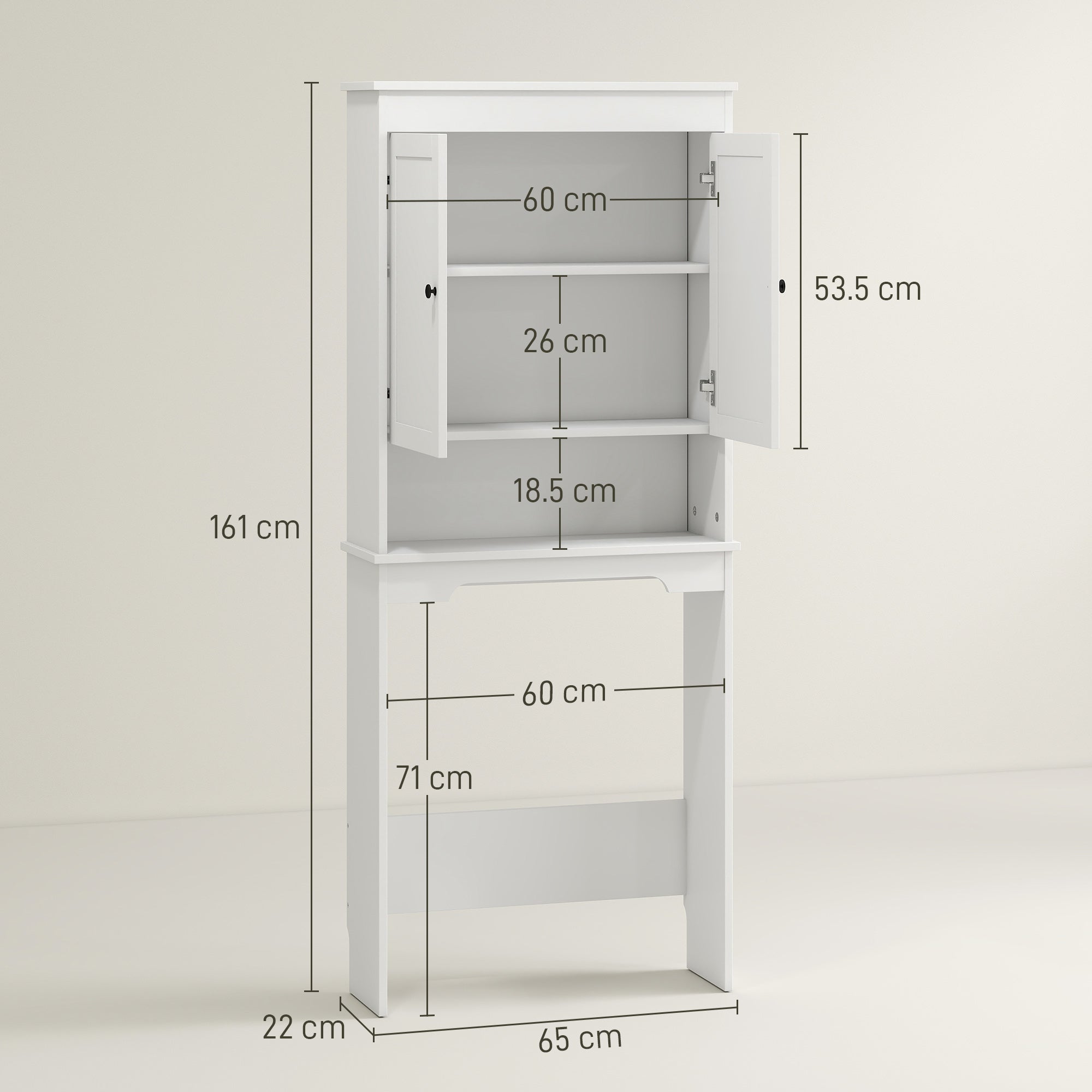 Mobile Sopra WC con Armadietto 65x22x161 cm in Legno Bianco