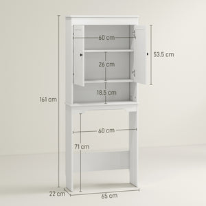 Mobile Sopra WC con Armadietto 65x22x161 cm in Legno Bianco