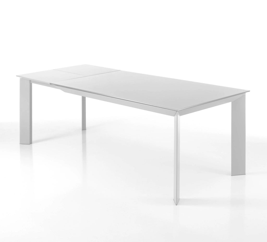 Tavolo allungabile in vetro temprato bianco cm. H.76 x L.90 x P.160