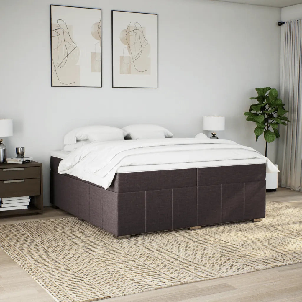 vidaXL Giroletto a Molle con Materasso Marrone Scuro 200x200cm Tessuto