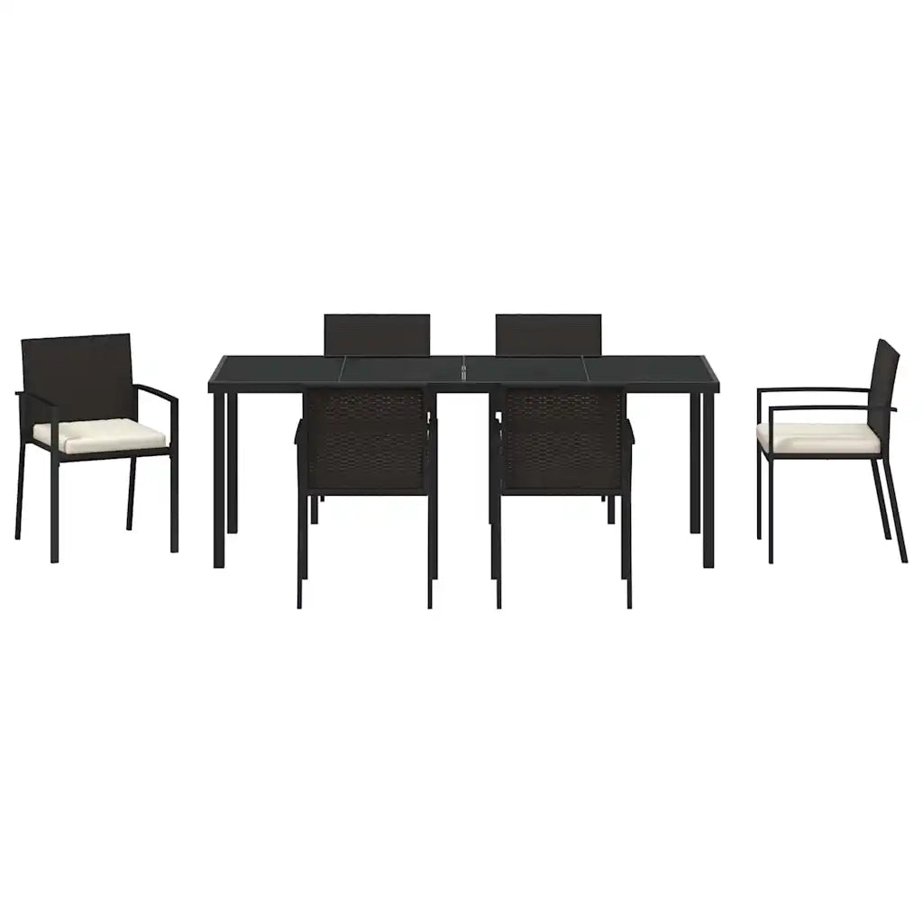 Set da Pranzo per Giardino 7 pcs Nero 3379238