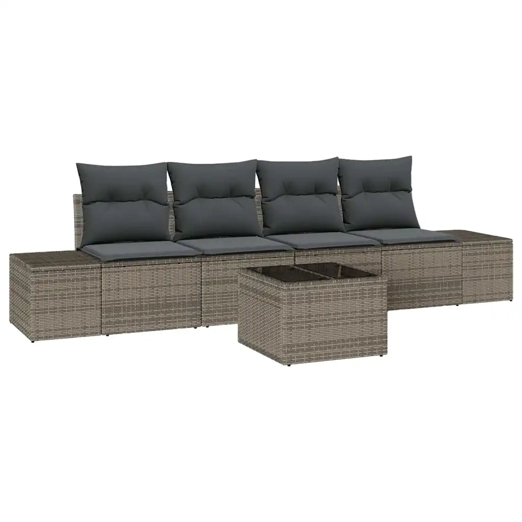 Set di divani con cuscino con cuscino 5 pcs Grigio polyrattan 3346929