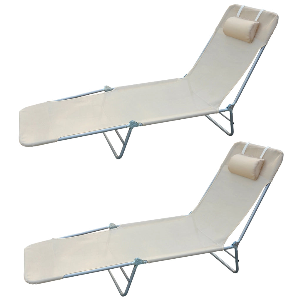 Letto singolo pieghevole con schienale reclinabile ¨C zephmum ¨C beige, 4 livelli, metallo e tessuto