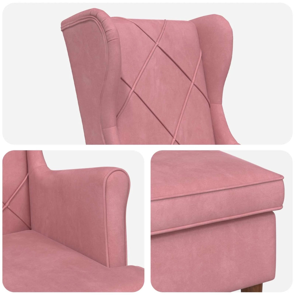 Poltrona con Ottomano 2 pz Rosa Velluto 3418845