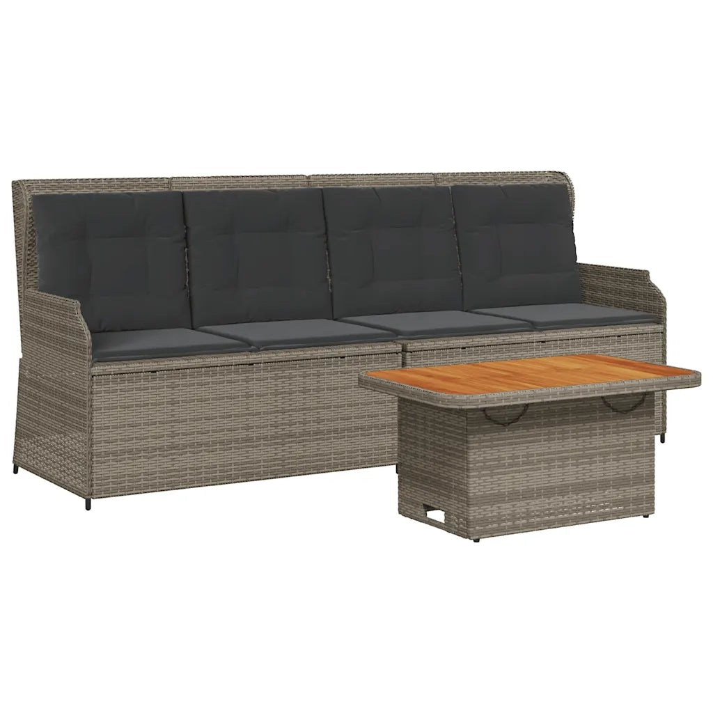 Set Divani da Giardino 3 pz con Cuscini in Polyrattan Grigio