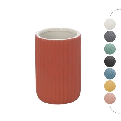 Portaspazzolini bagno da appoggio rosso in ceramica soft touch Spring