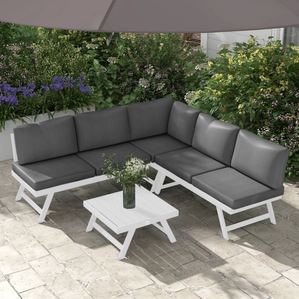 Set Lounge Giardino 4 Pezzi ¨C zephmum ¨C Grigio Bianco 115x61x65 cm