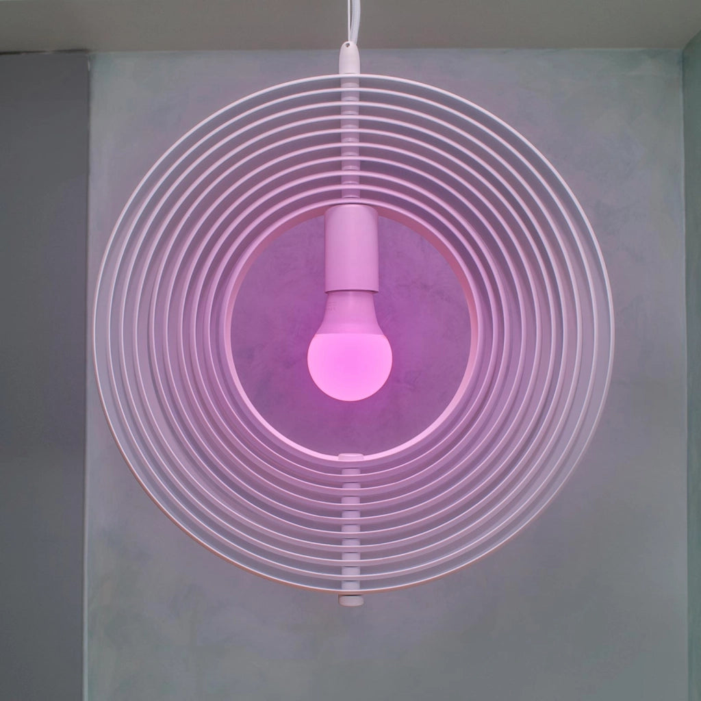 Lampadario tridimensionale a cerchi design moderno bianco E27 LED lampada regolabile pendente cucina ufficio bar 230V