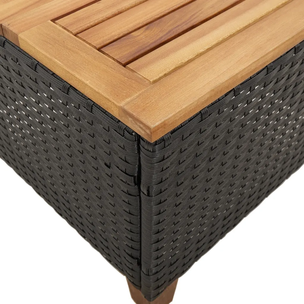 Set da Bistr¨° 3 pz | Set Salotto da Giardino con Cuscini Nero Polyrattan e Legno Acacia