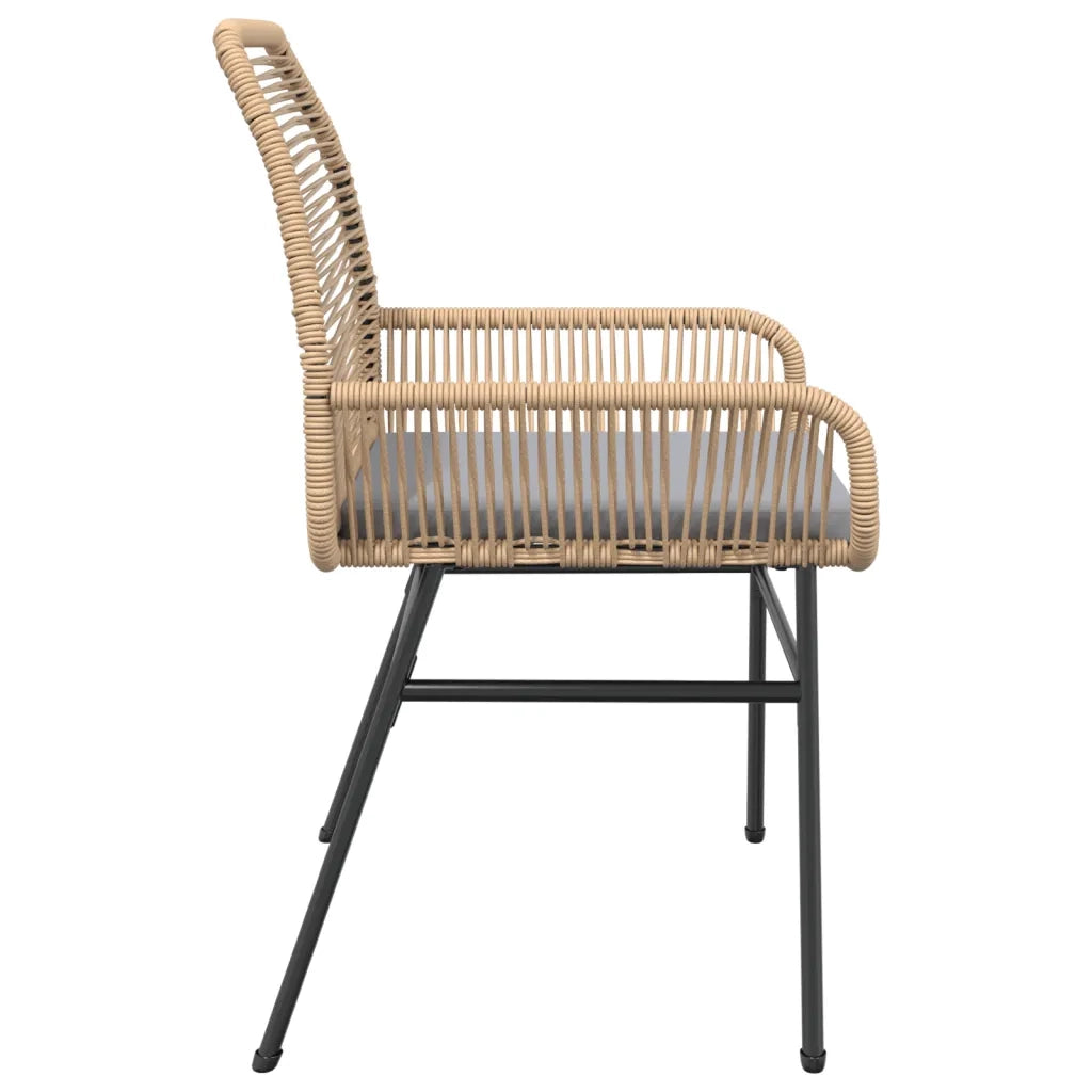 Sedie da Giardino 2 pz | Sedie da Esterno con Cuscini Marrone in Polyrattan