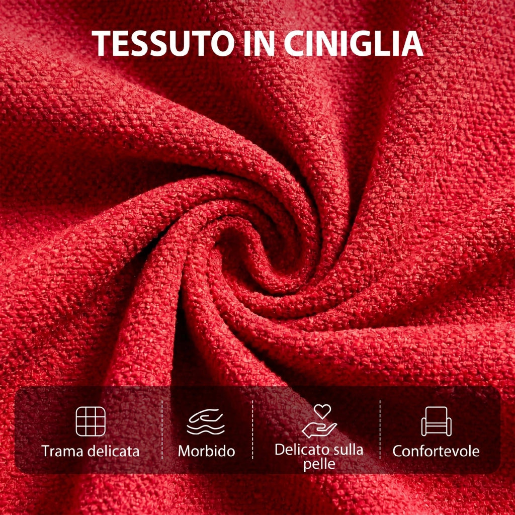 Poltrona Massaggiante  66x91x108 cm Reclinabile a 160° con Poggiapiedi e Telecomando in Ciniglia Rosso Vino