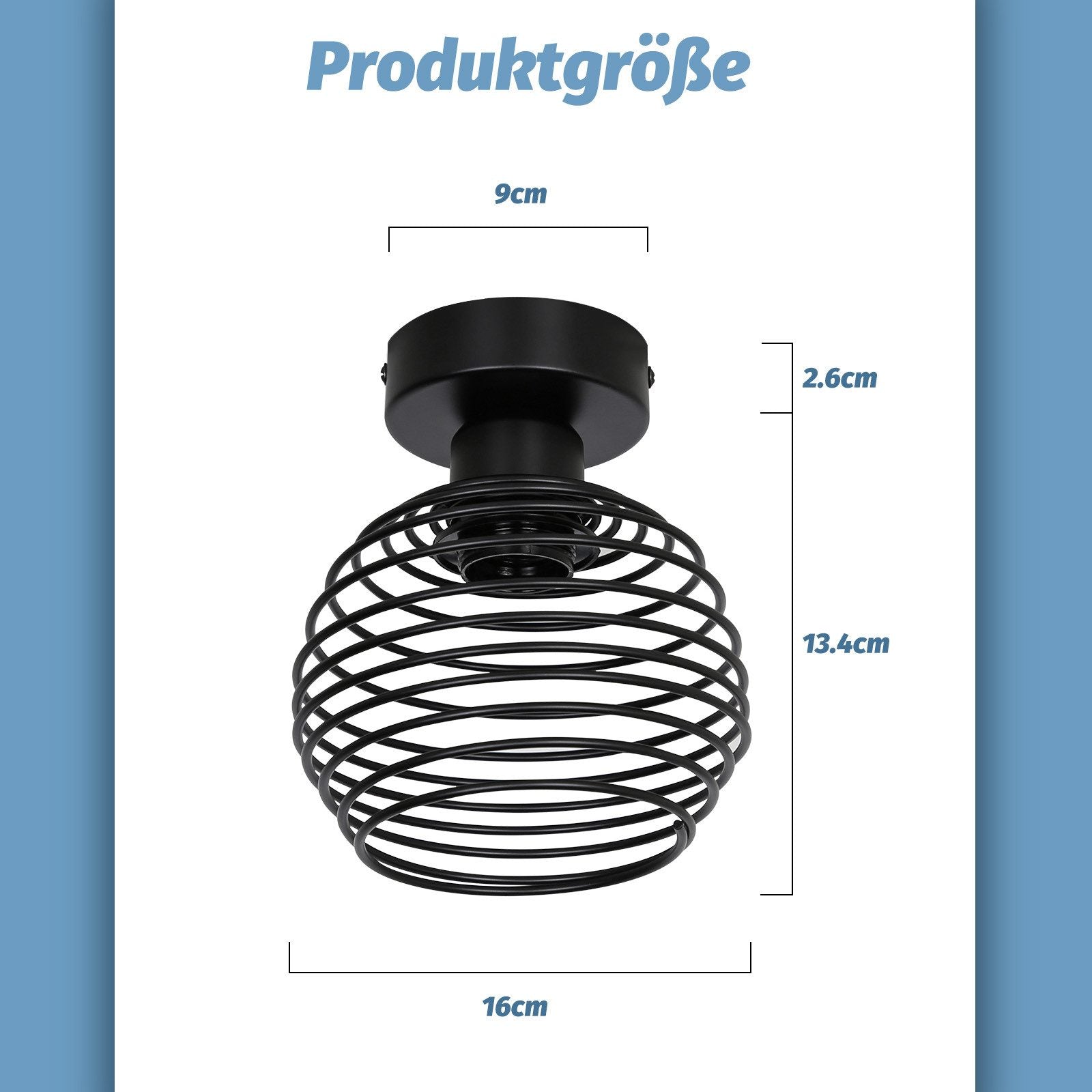 ZMH Lampada da soffitto plafoniera retrò nera E27 max 40W per corridoi scale