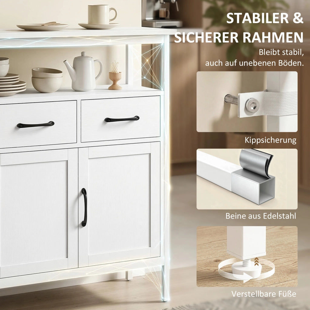 Cassa panchina con ripiani regolabili e 3 cassetti ¨C zephmum ¨C 95 cm bianco
