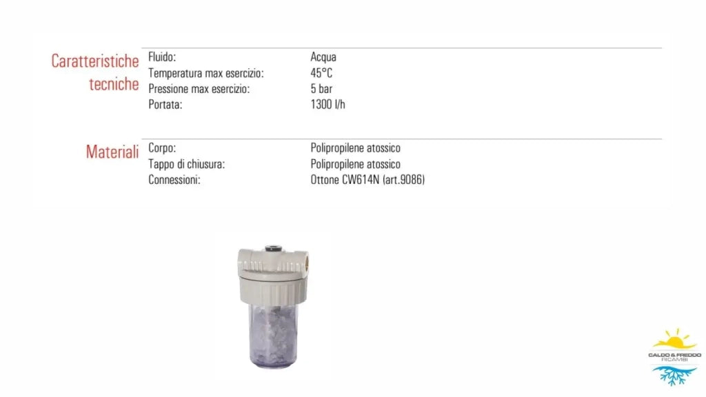 Dosatore Polifosfati anticalcare anticorrosivo da 1/2" con cristalli anticalcare