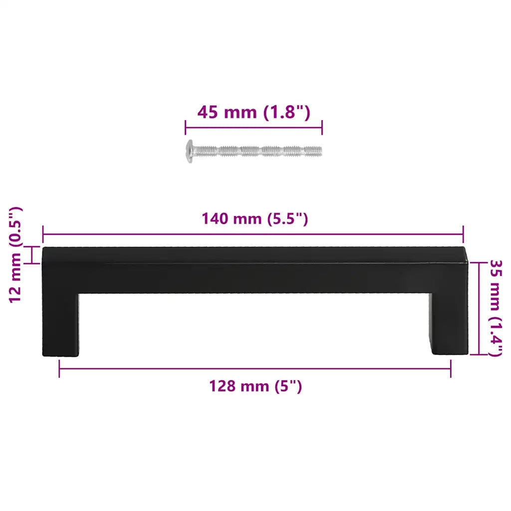 Maniglie per Mobili 10pz Nere 128mm in Acciaio Inox