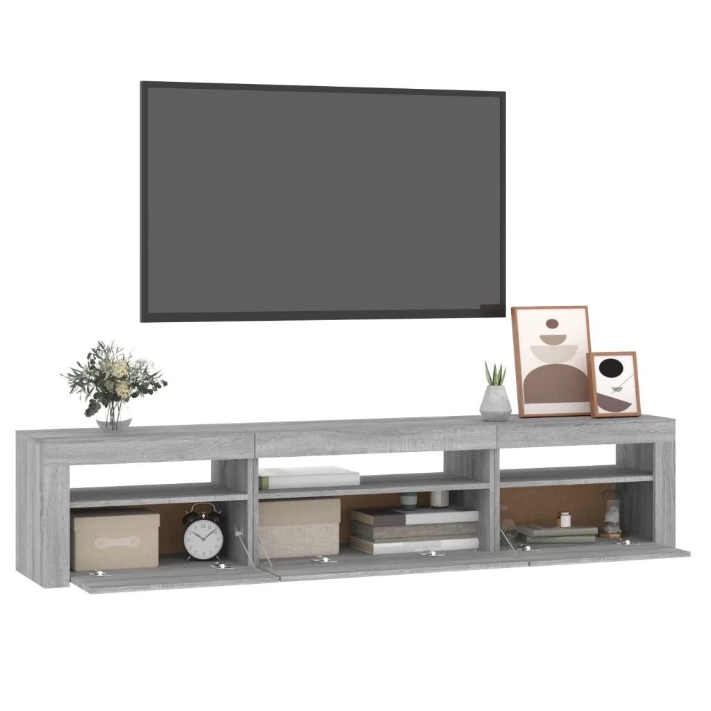 Mobile Porta TV con Luci LED Grigio Sonoma 195x35x40 cm cod mxl 24764