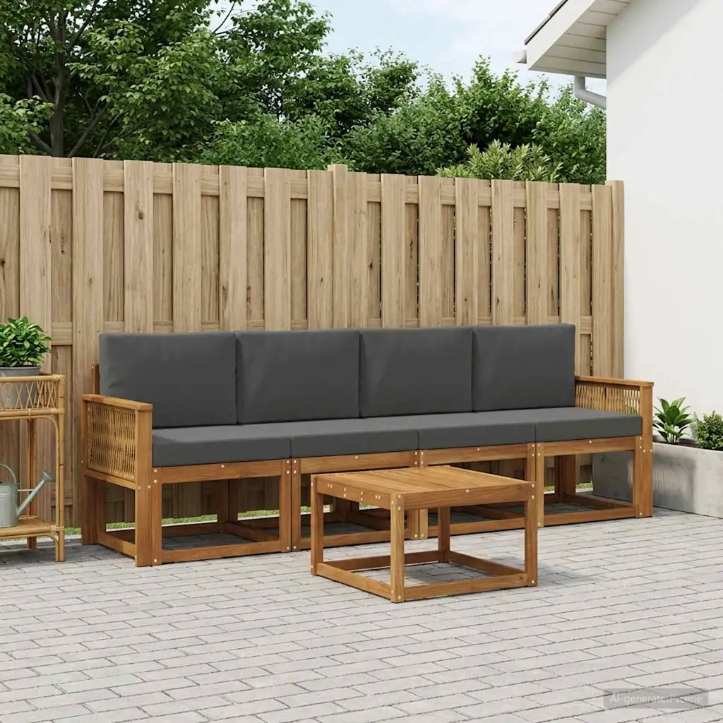 Set di divani da esterno 5 pcs Naturale e Antracite Poliestere 3384978
