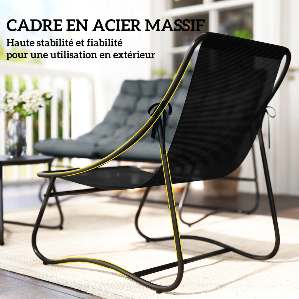 Set Giardino 4 Pezzi con Cuscini ¨C zephmum ¨C Grigio Acciaio Textilene