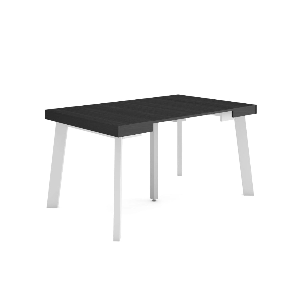 Consolle allungabile, 140x90x73cm, Per 6 persone, Gambe in legno, Nero RF3119