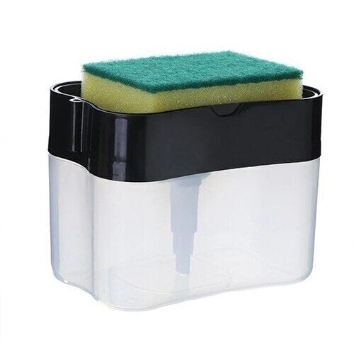 Erogatore dispenser di sapone liquido 385ML porta spugna per cucina + spugna