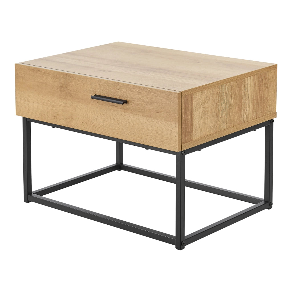 Set da 2 Comodini Lavangen con Cassetto 39 x 55 x 40 cm Nero / Effetto Rovere [en.casa]