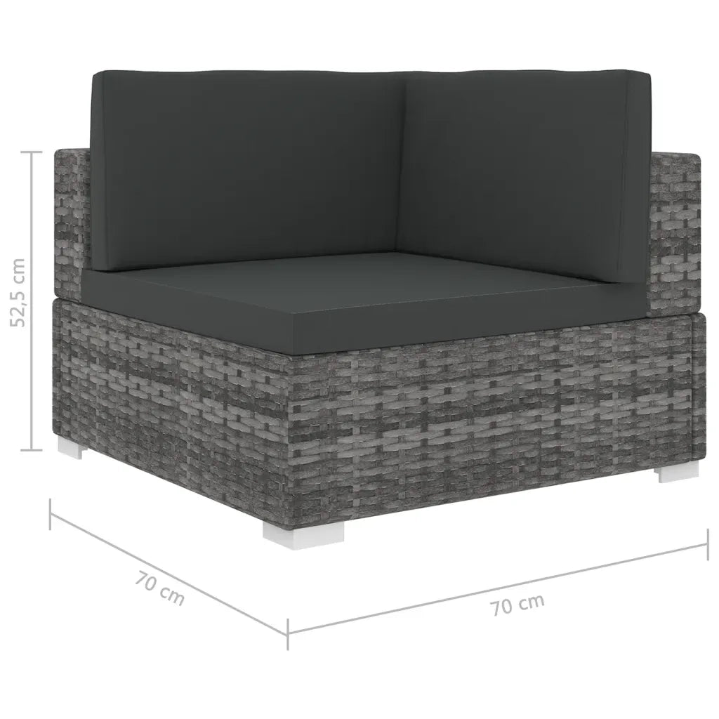 Poltrona Modulare ad Angolo 1 pz con Cuscini Polyrattan Grigio cod mxl 67033