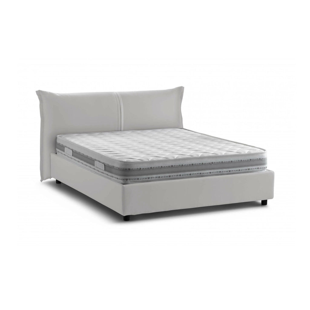 Letto matrimoniale Akio, Made in Italy, Apertura frontale, con materasso 160x190 cm incluso, Bianco