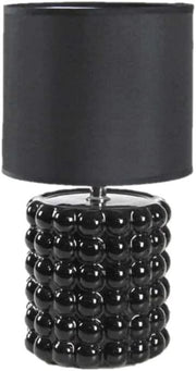 LAMPADA LUMETTO DA TAVOLO CON BASE IN CERAMICA EFFETTO BUBBLE 18X33 CM NERA