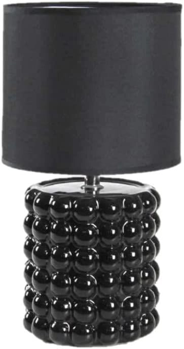 LAMPADA LUMETTO DA TAVOLO CON BASE IN CERAMICA EFFETTO BUBBLE 18X33 CM NERA