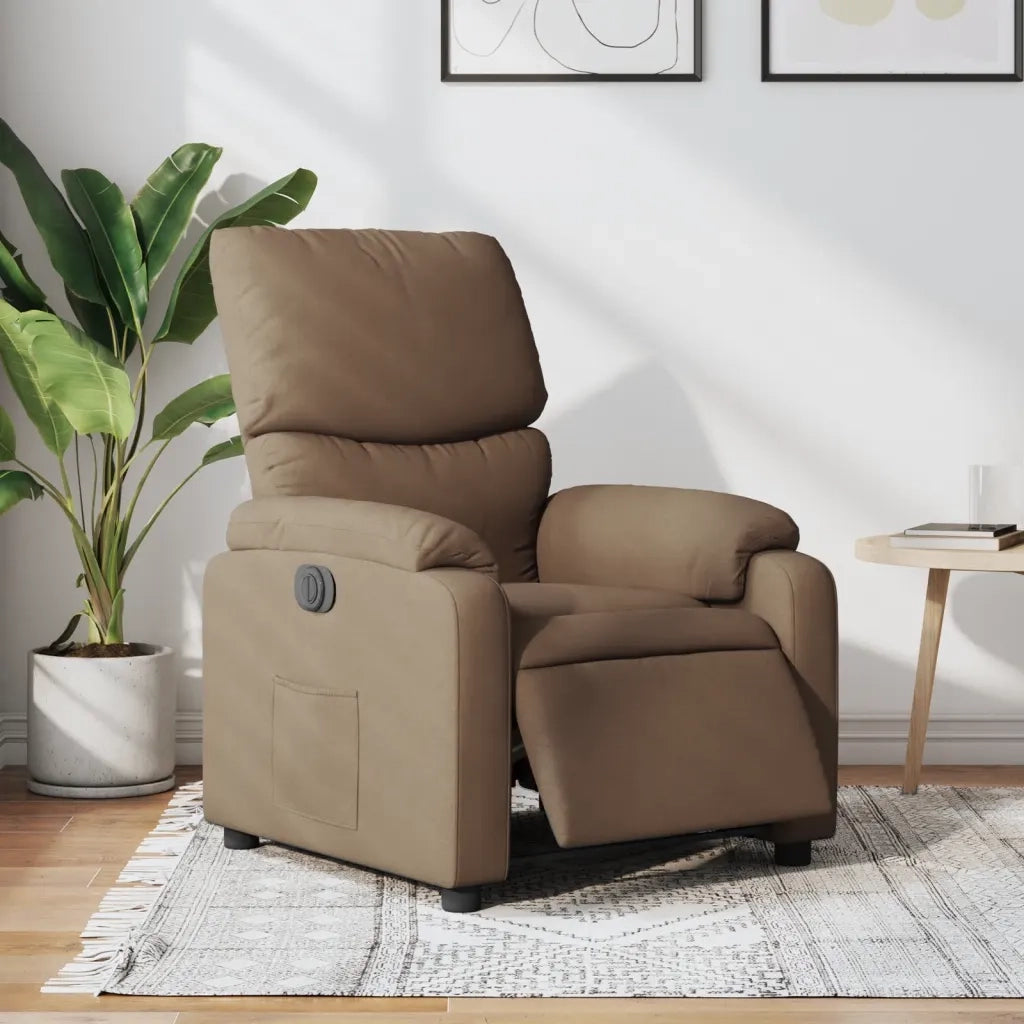 Poltrona | Sedia Relax Elettrica Reclinabile Marrone in Tessuto